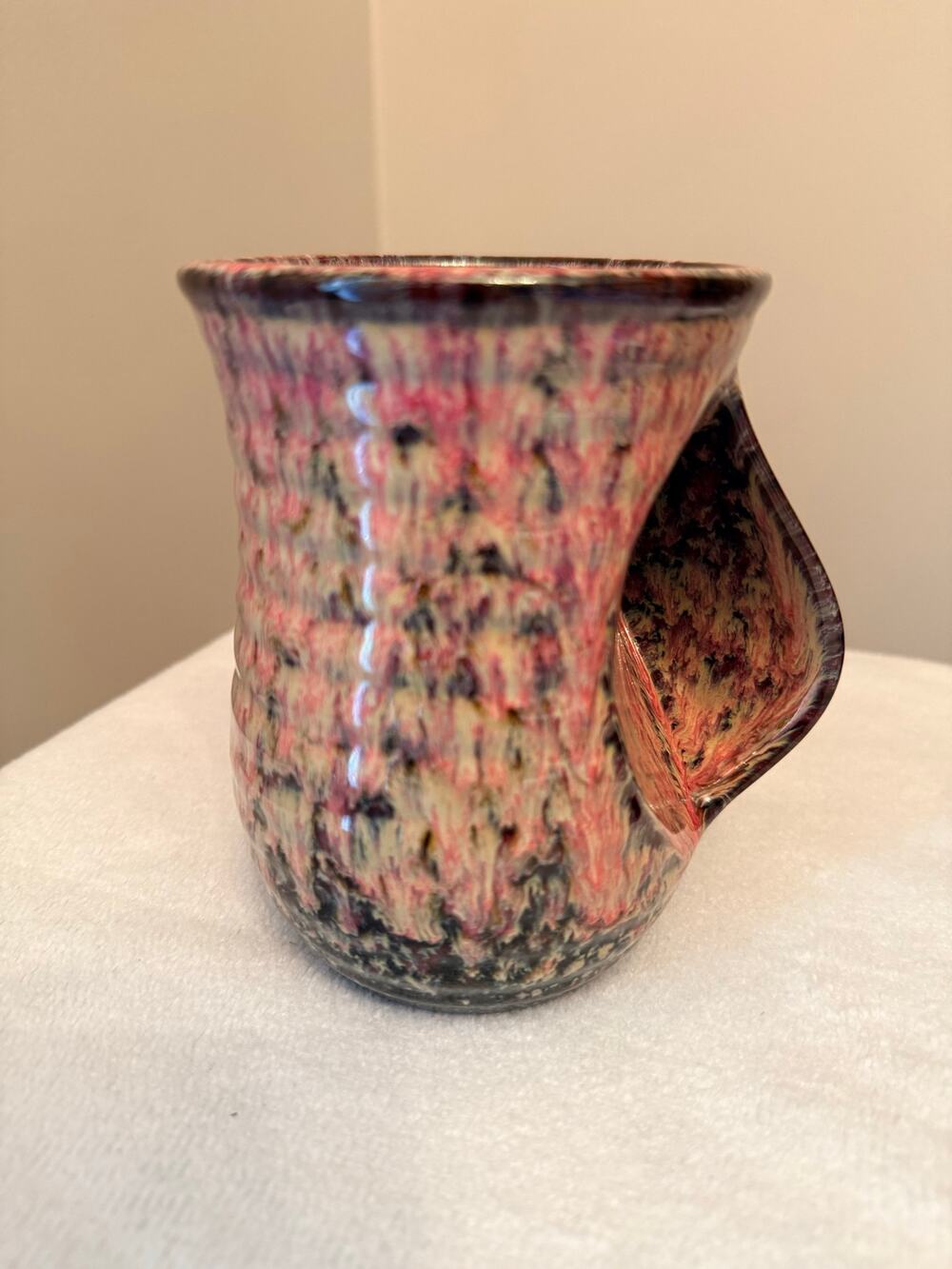 Large New Heavy Duty Handmade Pottery Mug. Red Glazed Hand Warming Mug